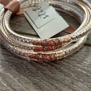 Elegant Gold and Clear Bangles with Ribbon